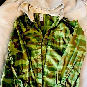 Long sleeve button up with hood